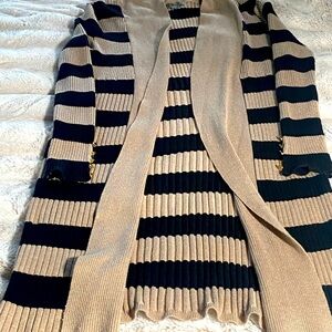 Striped Beige and Black Women's Sweater